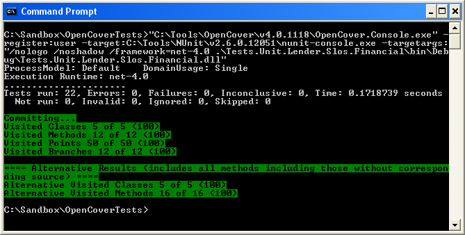OpenCover NUnit tests