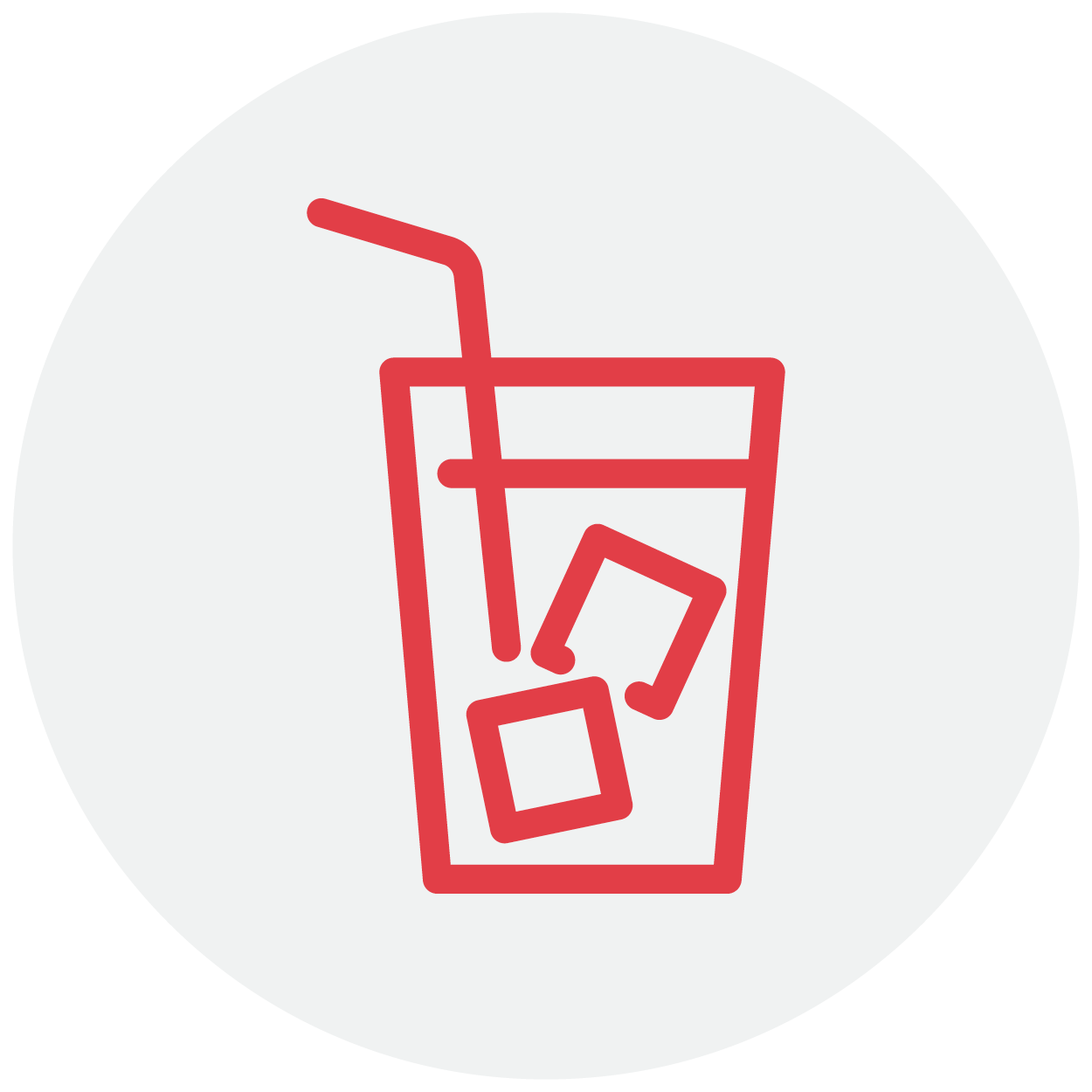 red cup with ice and a straw icon